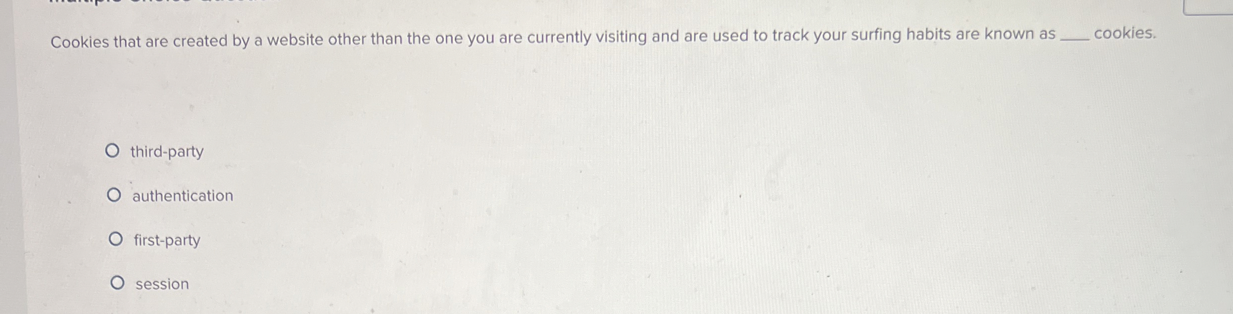Cookies that are created by a website other than