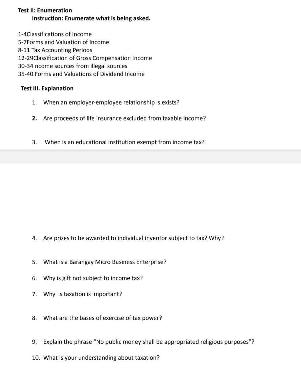 Testl : Identication Instruction: Fill in your