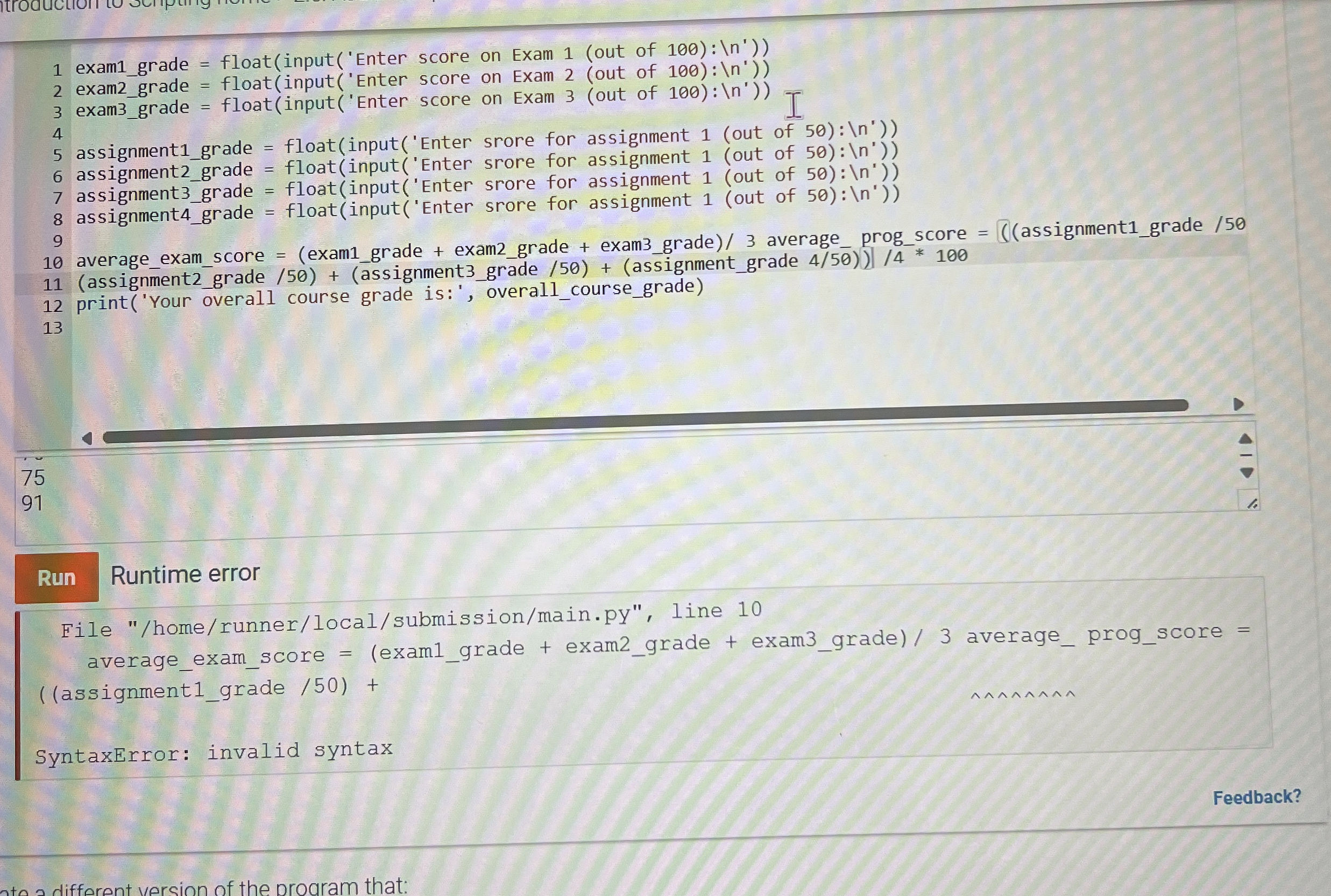 ( assignment 2 _ grade / / 5 0 ) + ( assignment 3