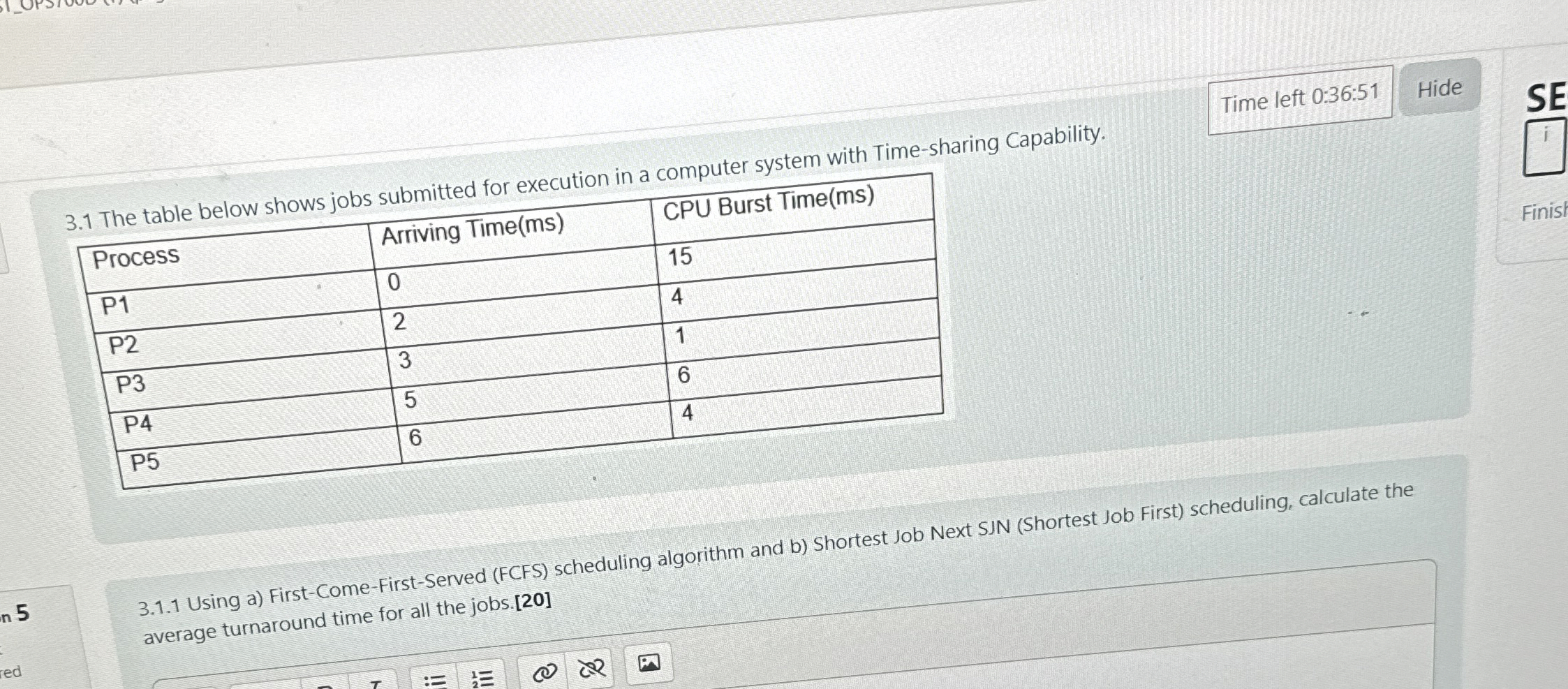 3 . 1 The table below shows jobs submitted for