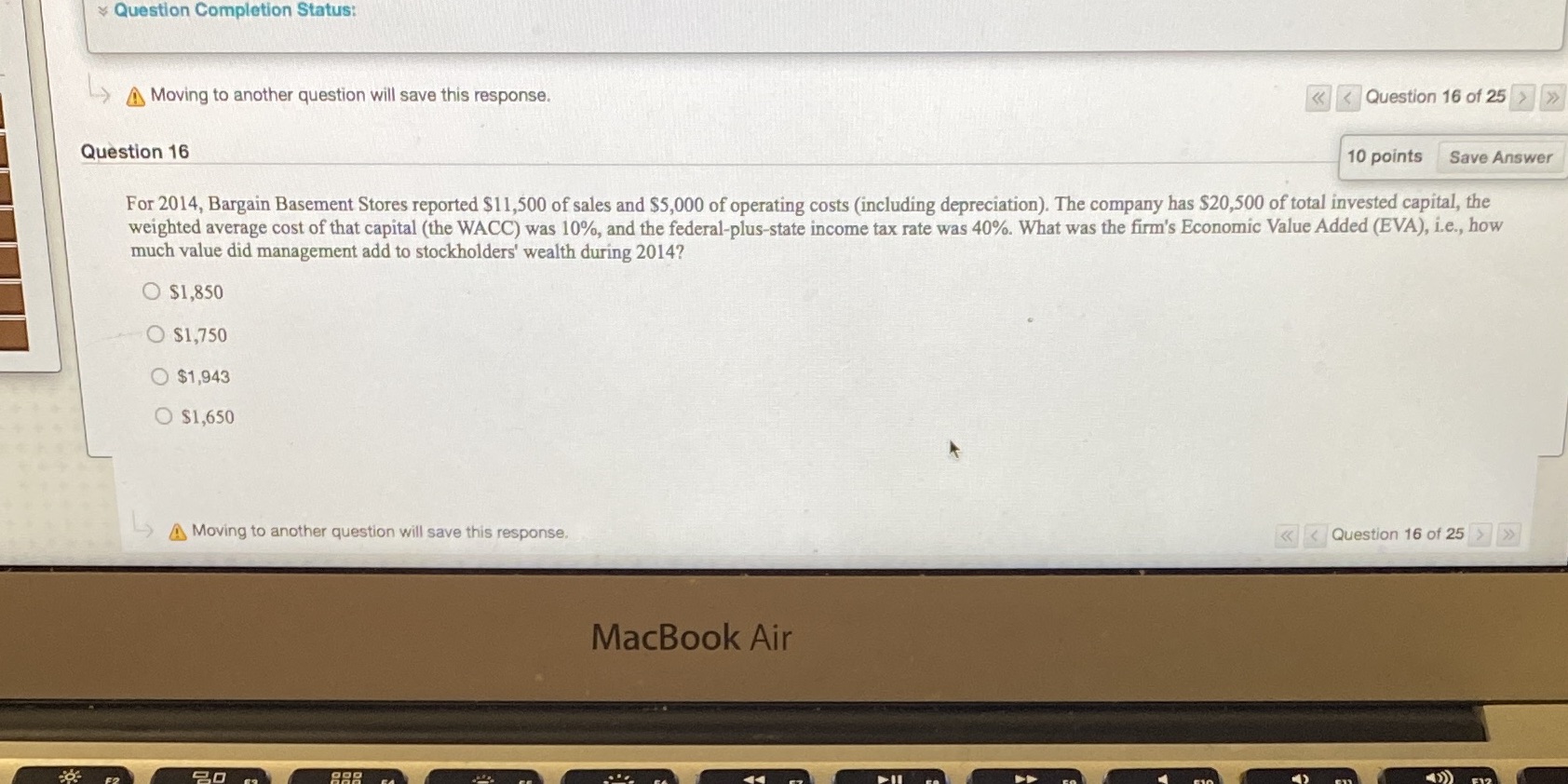Question Completion Status: Moving to another