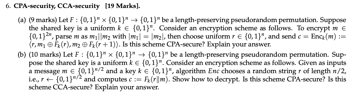 CPA - security, CCA - security [ 1 9 Marks ] . (