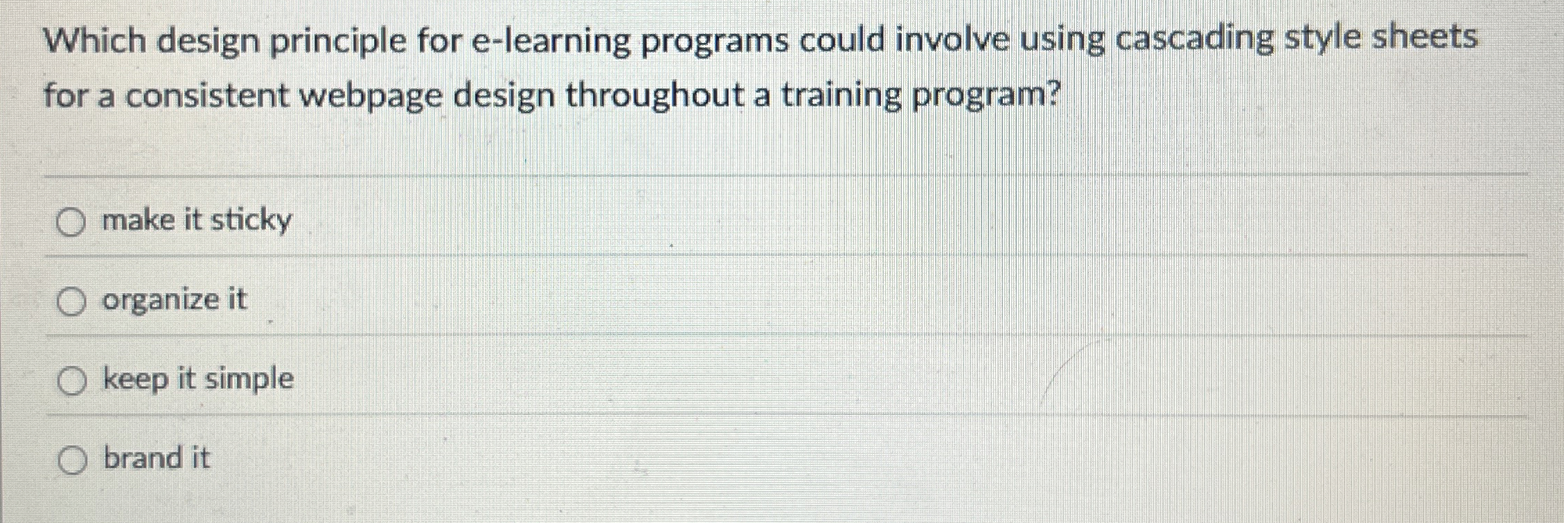 Which design principle for e - learning programs