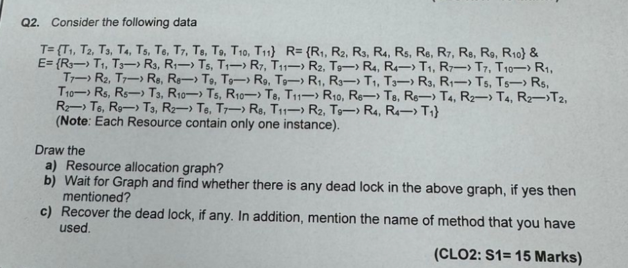 Q 2 . Consider the following data T = { T 1 , T 2