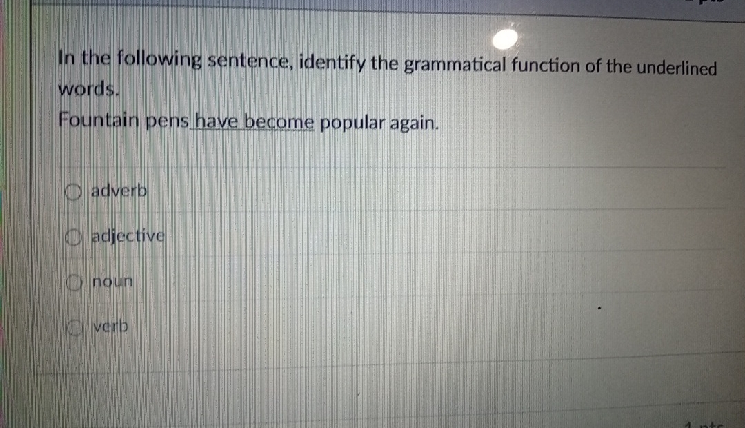 In the following sentence, identify the