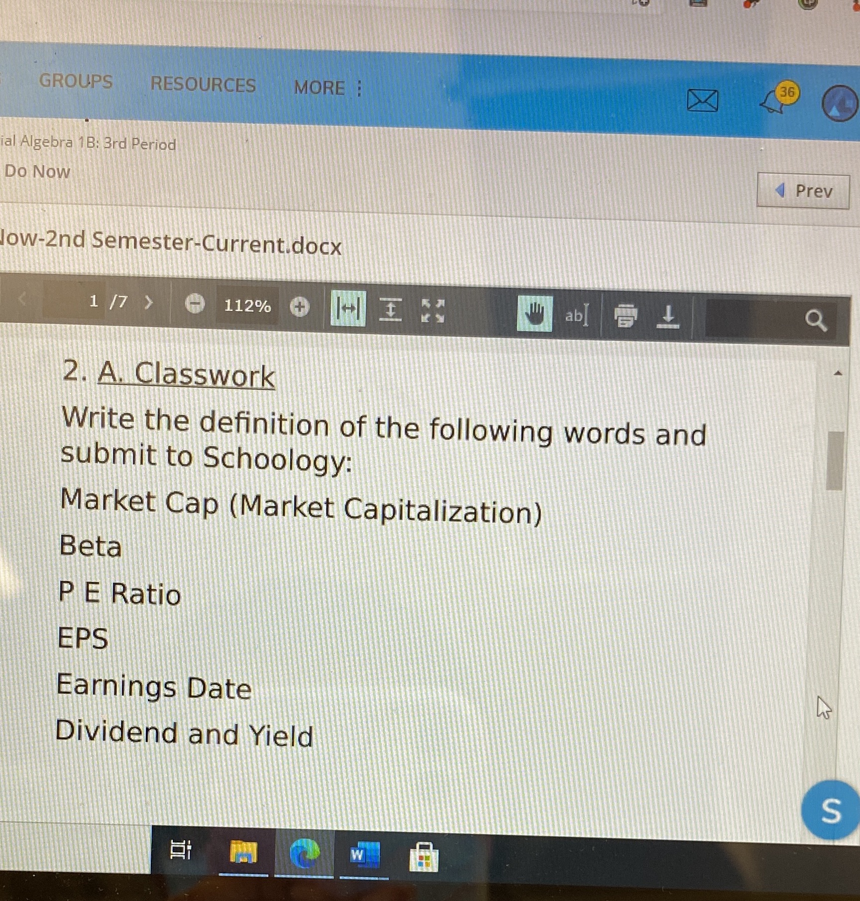 GROUPS RESOURCES MORE 36 al Algebra 1B: 3rd