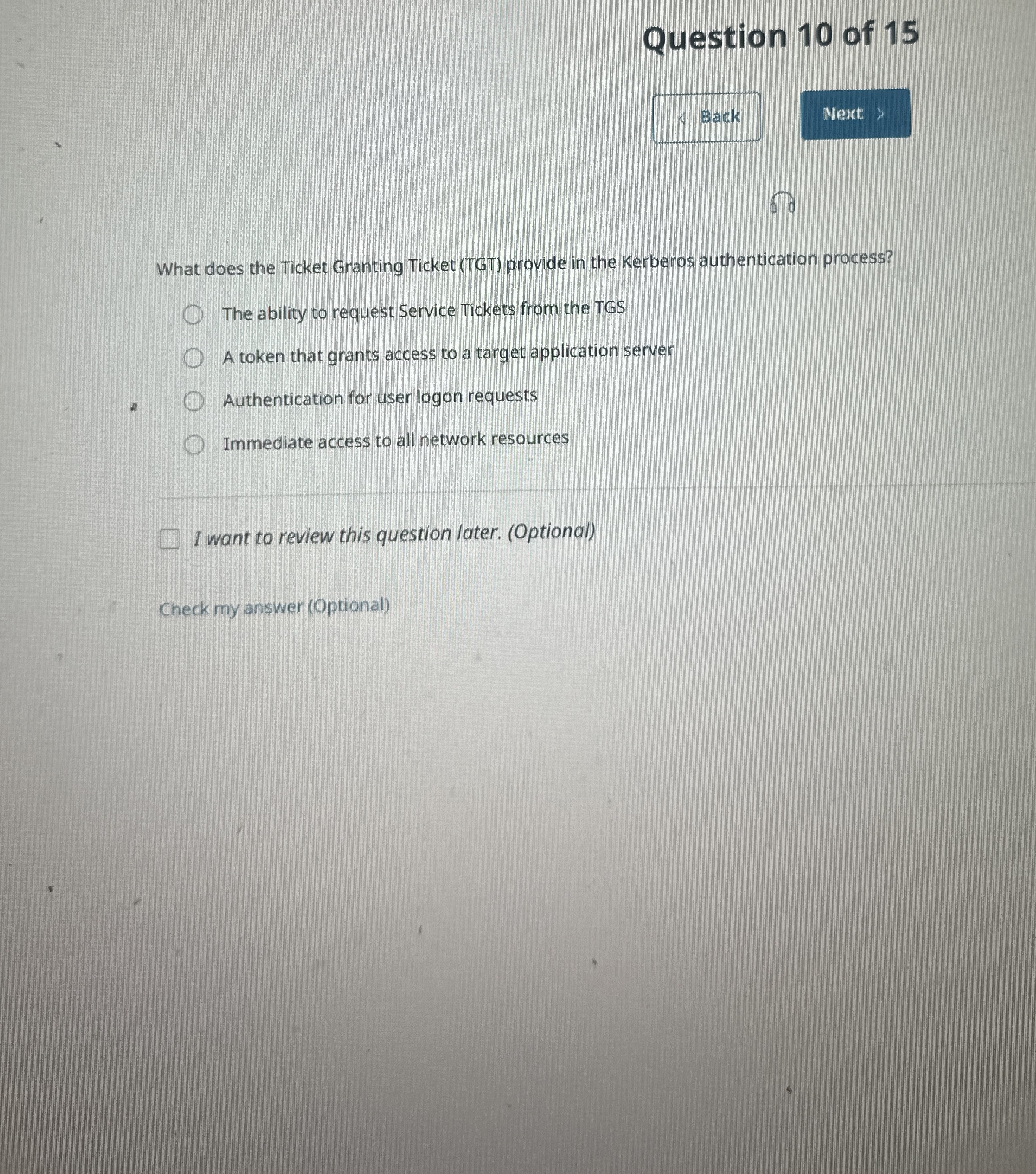 Question 1 0 of 1 5 Back 6 0 What does the Ticket