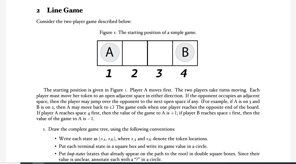 2 Line Game Consider the two - player game