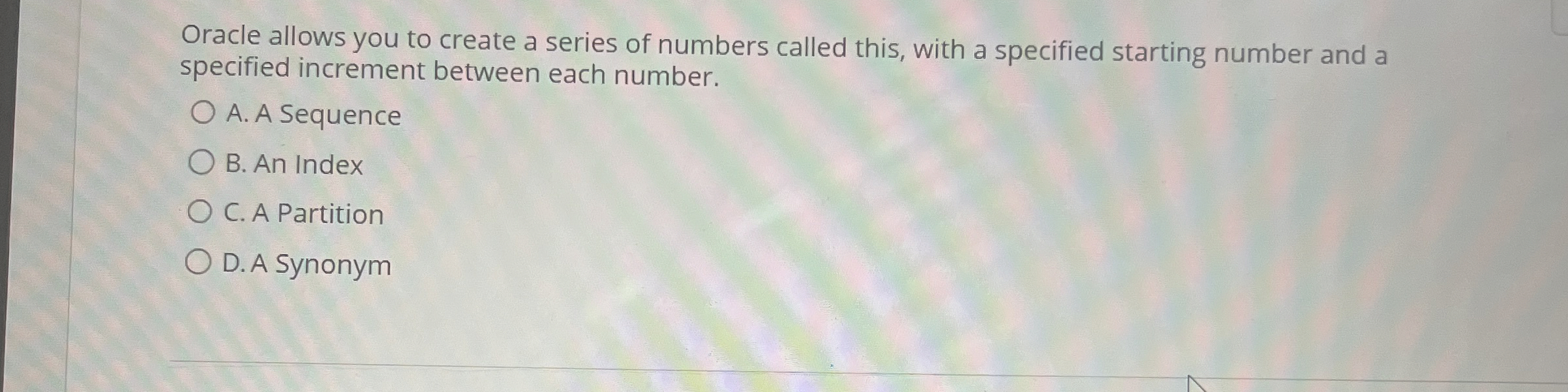 Oracle allows you to create a series of numbers