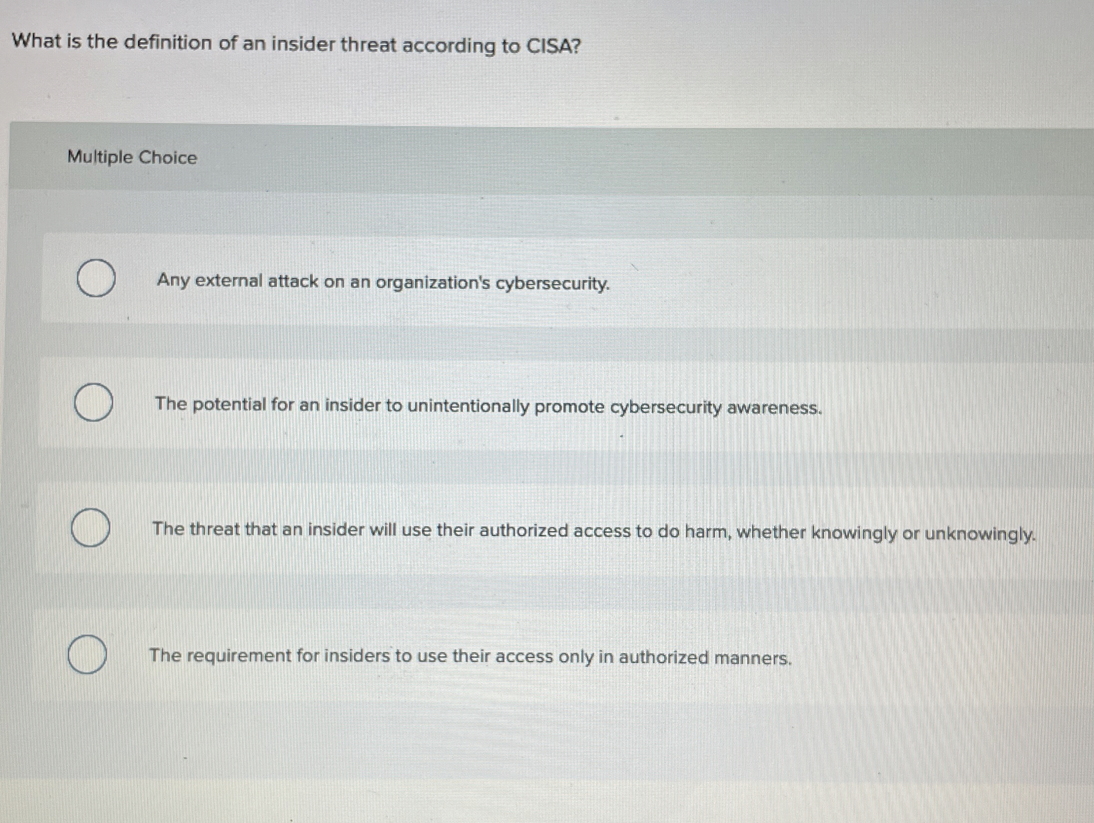 What is the definition of an insider threat