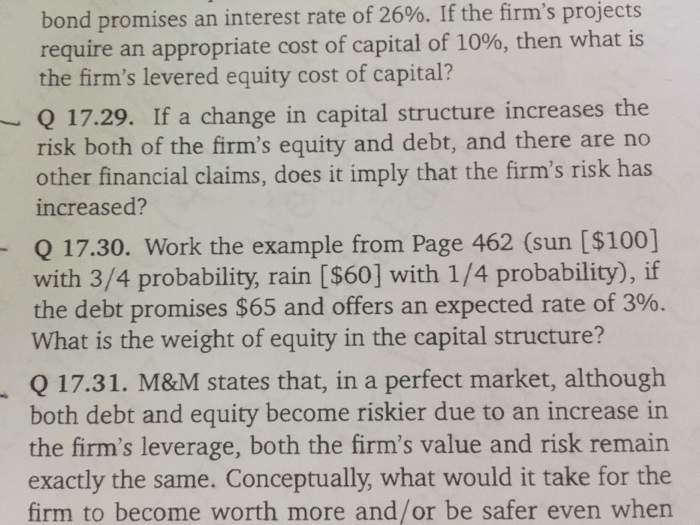 QUE QUESTION 17.30 ONLY PLEASE Capital Structure