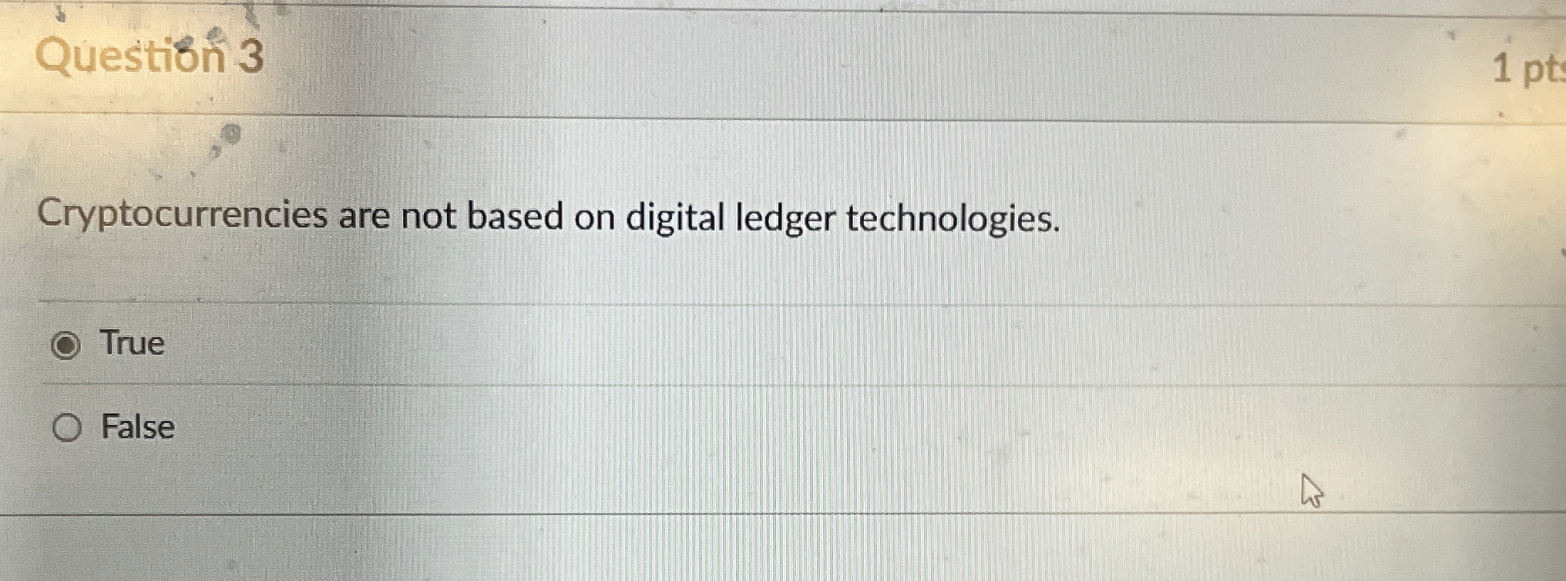 Question 3 Cryptocurrencies are not based on