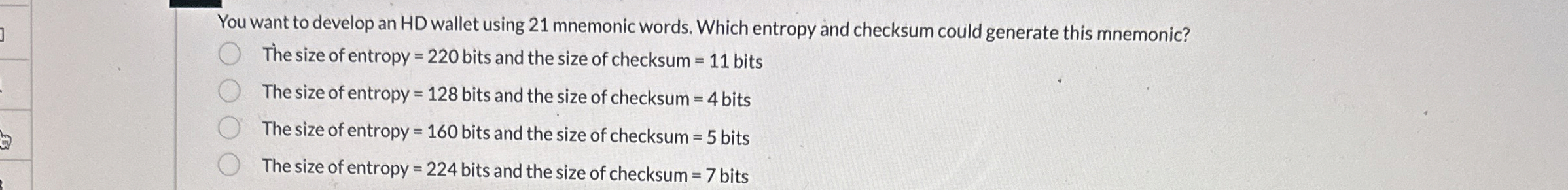 You want to develop an HD wallet using 2 1