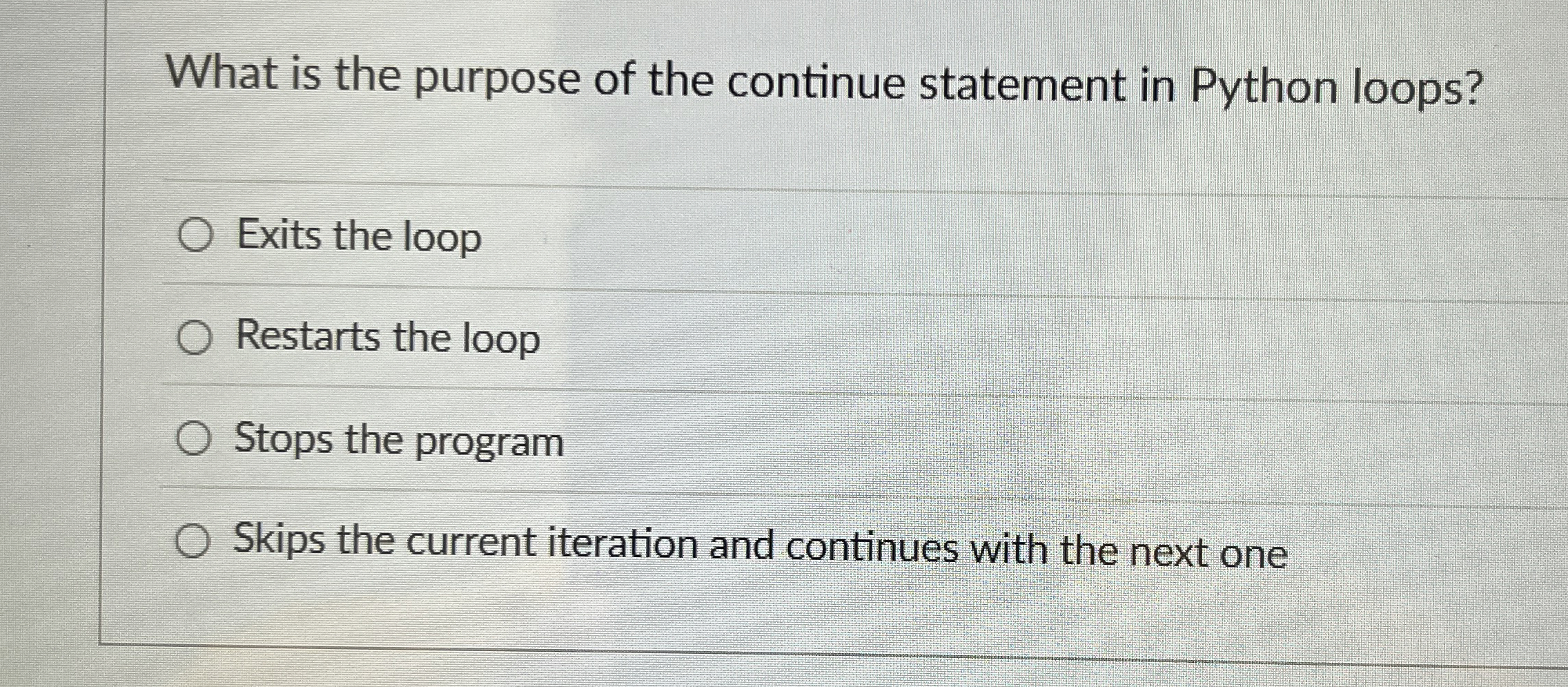 What is the purpose of the continue statement in