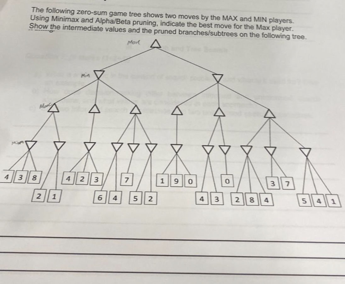 The following zero - sum game tree shows two