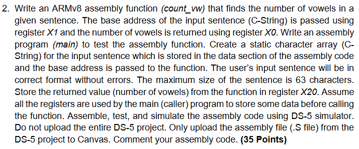 Write an ARMv 8 assembly function ( using Linaro