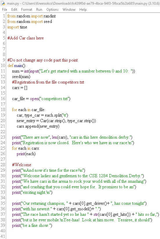 This program reads from a file that contains the