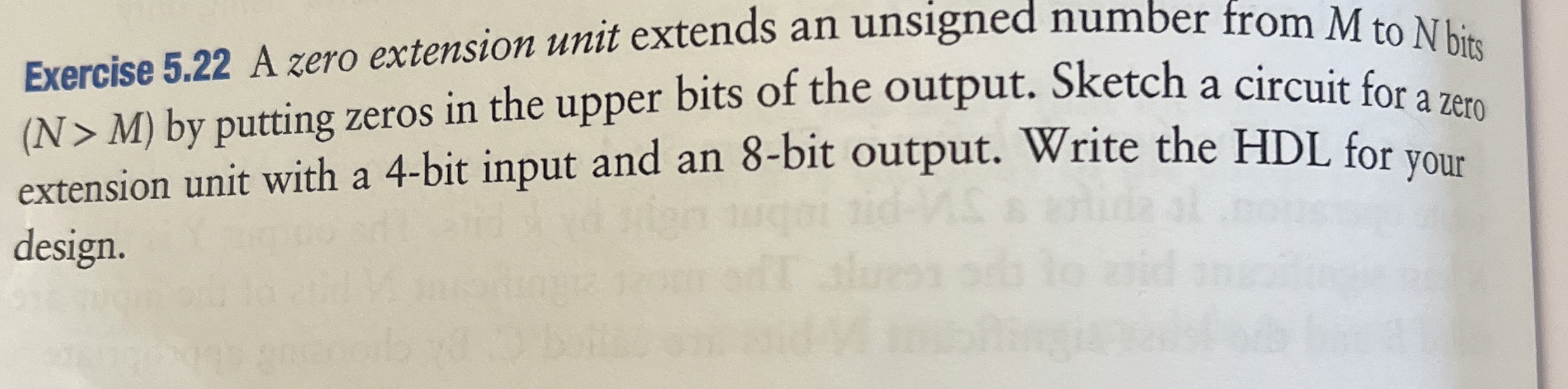 Exercise 5 . 2 2 A zero extension unit extends an