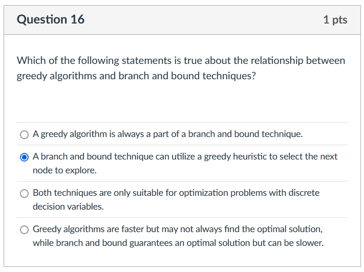 Question 1 6 Which of the following statements is
