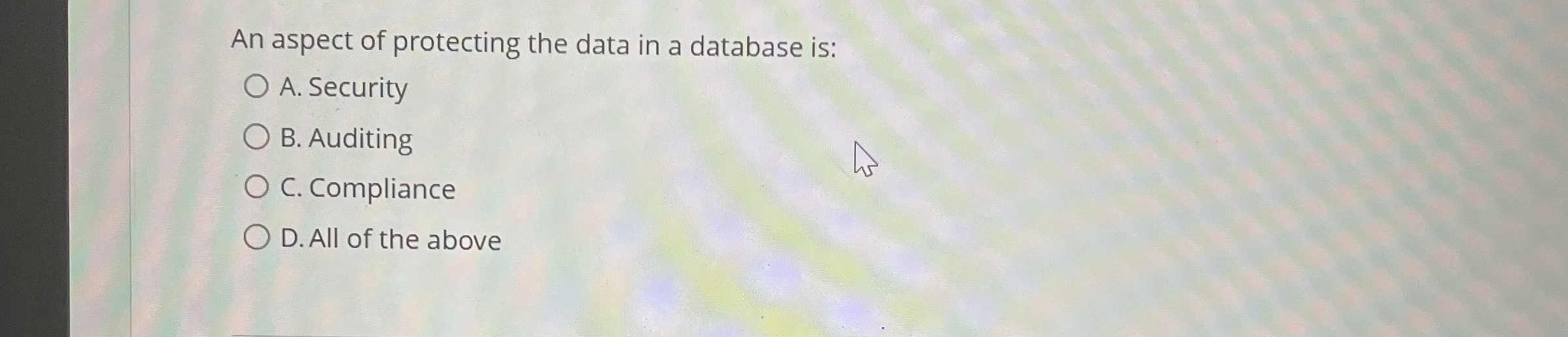 An aspect of protecting the data in a database