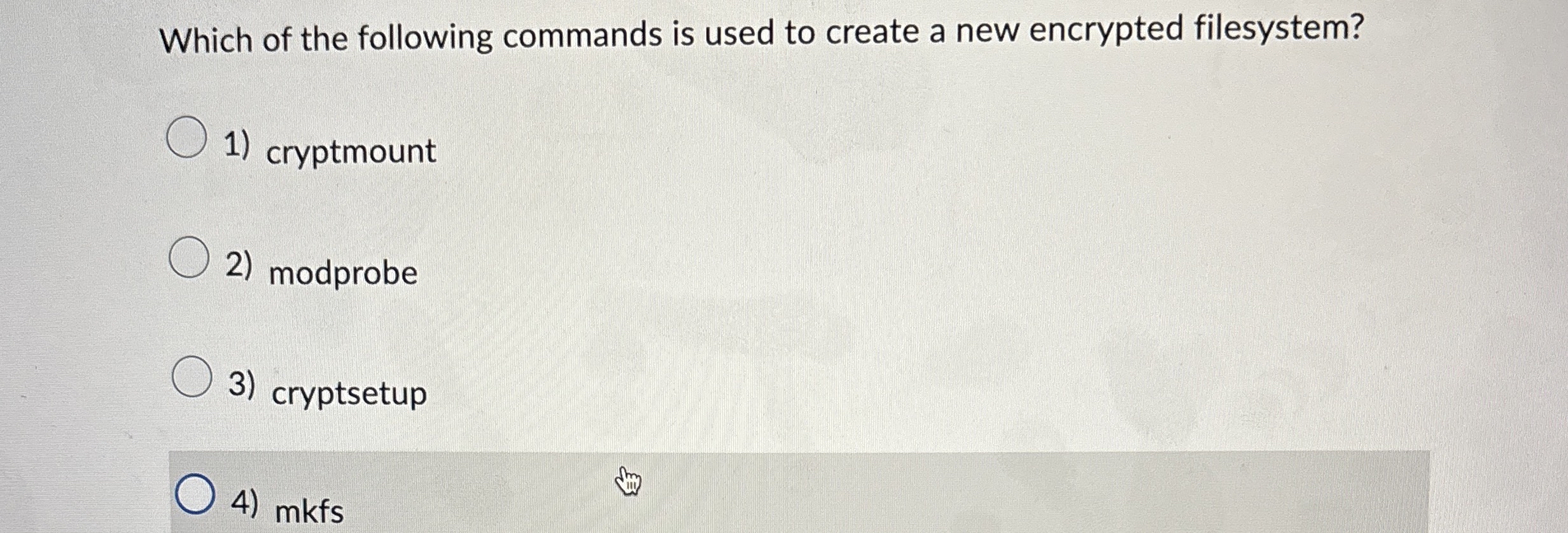 Which of the following commands is used to create