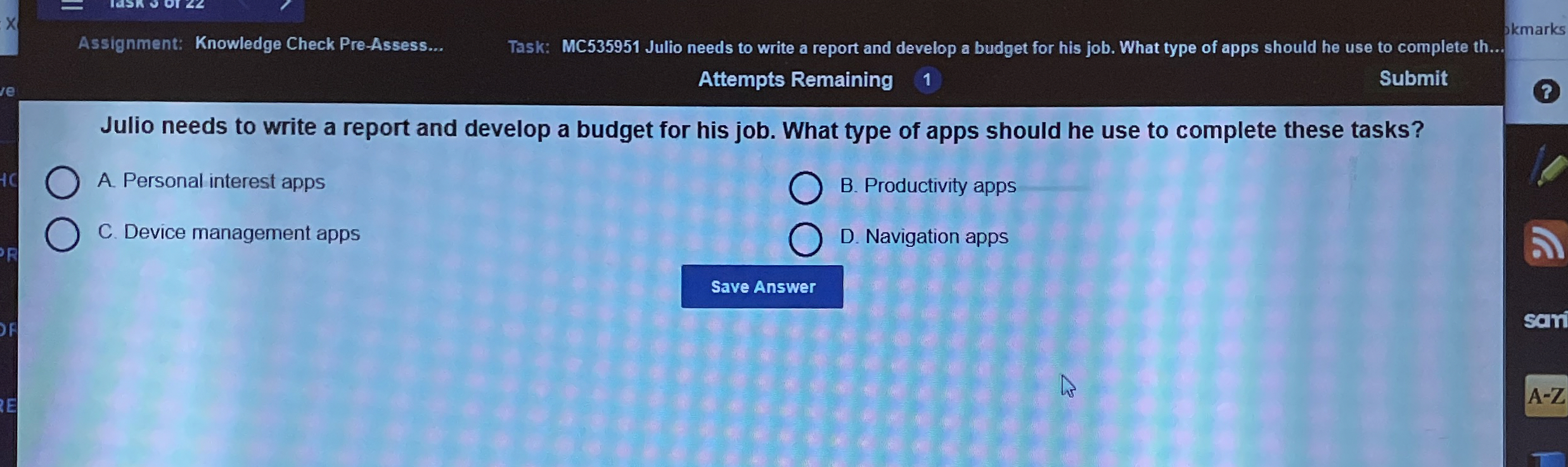 Attempts Remaining 1 Submit Julio needs to write