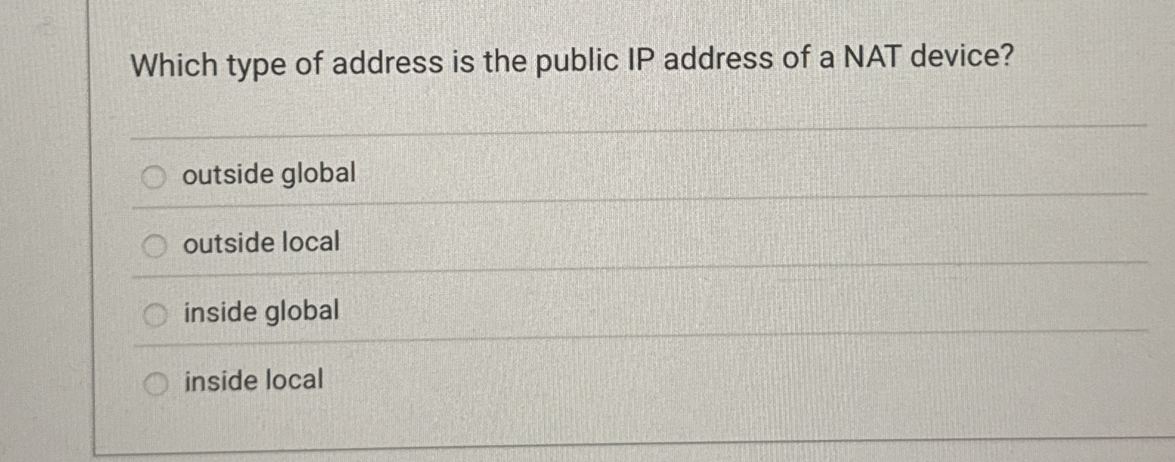 Which type of address is the public IP address of