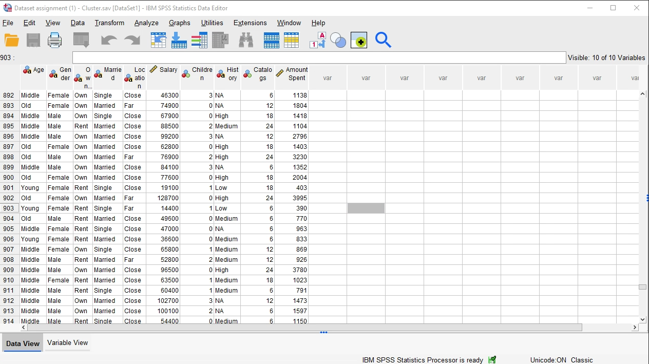 0 X Dataset assignment (1) - Cluster.sav