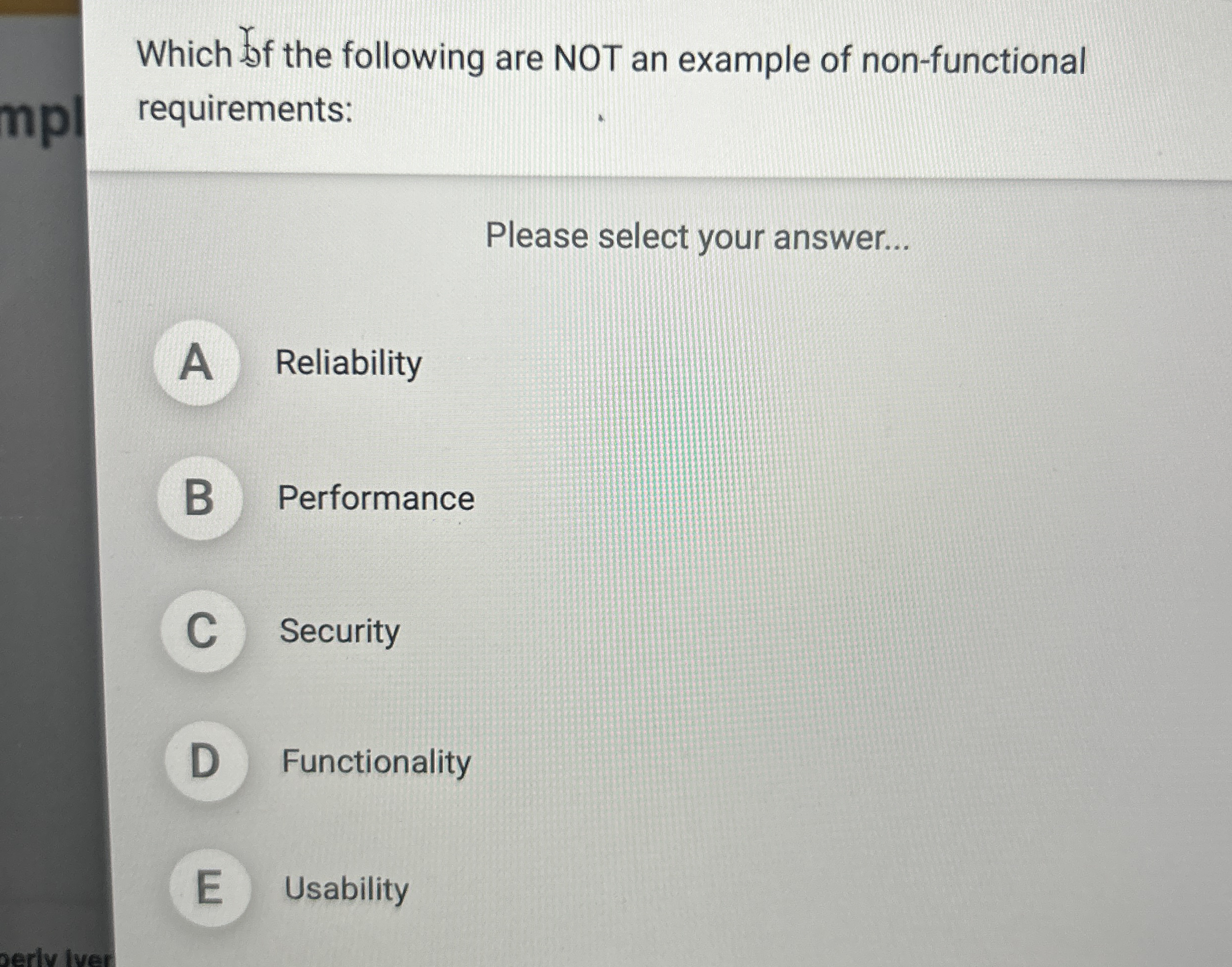 Which bf the following are NOT an example of non