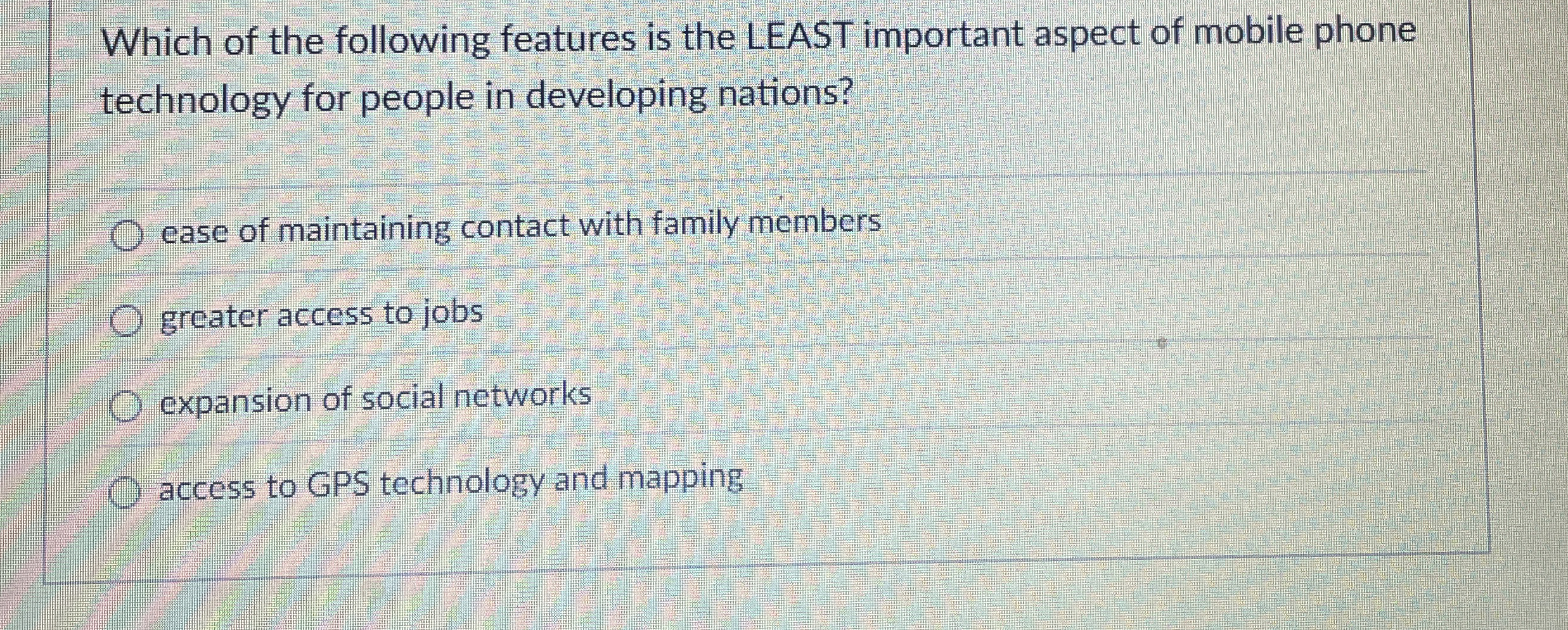Which of the following features is the LEAST