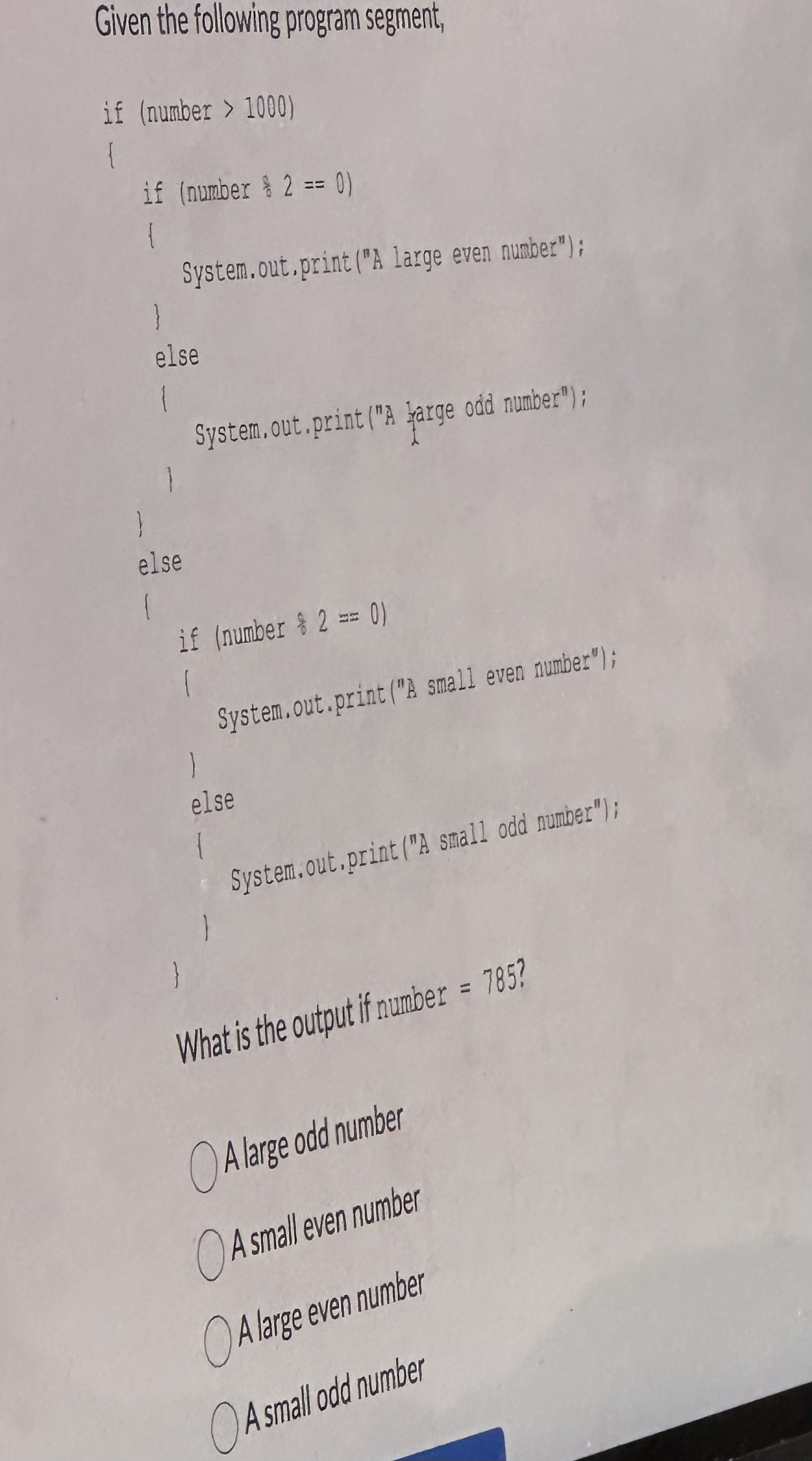 Given the following program