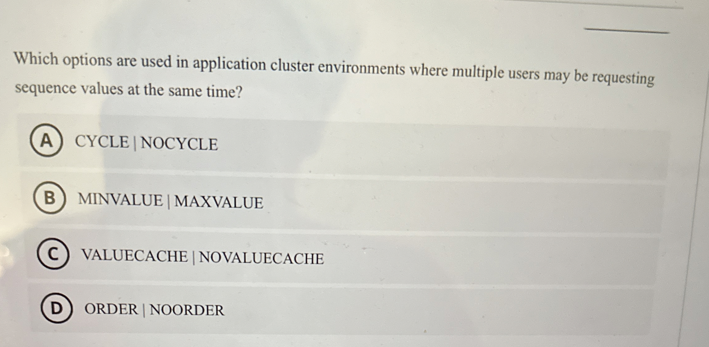 Which options are used in application cluster