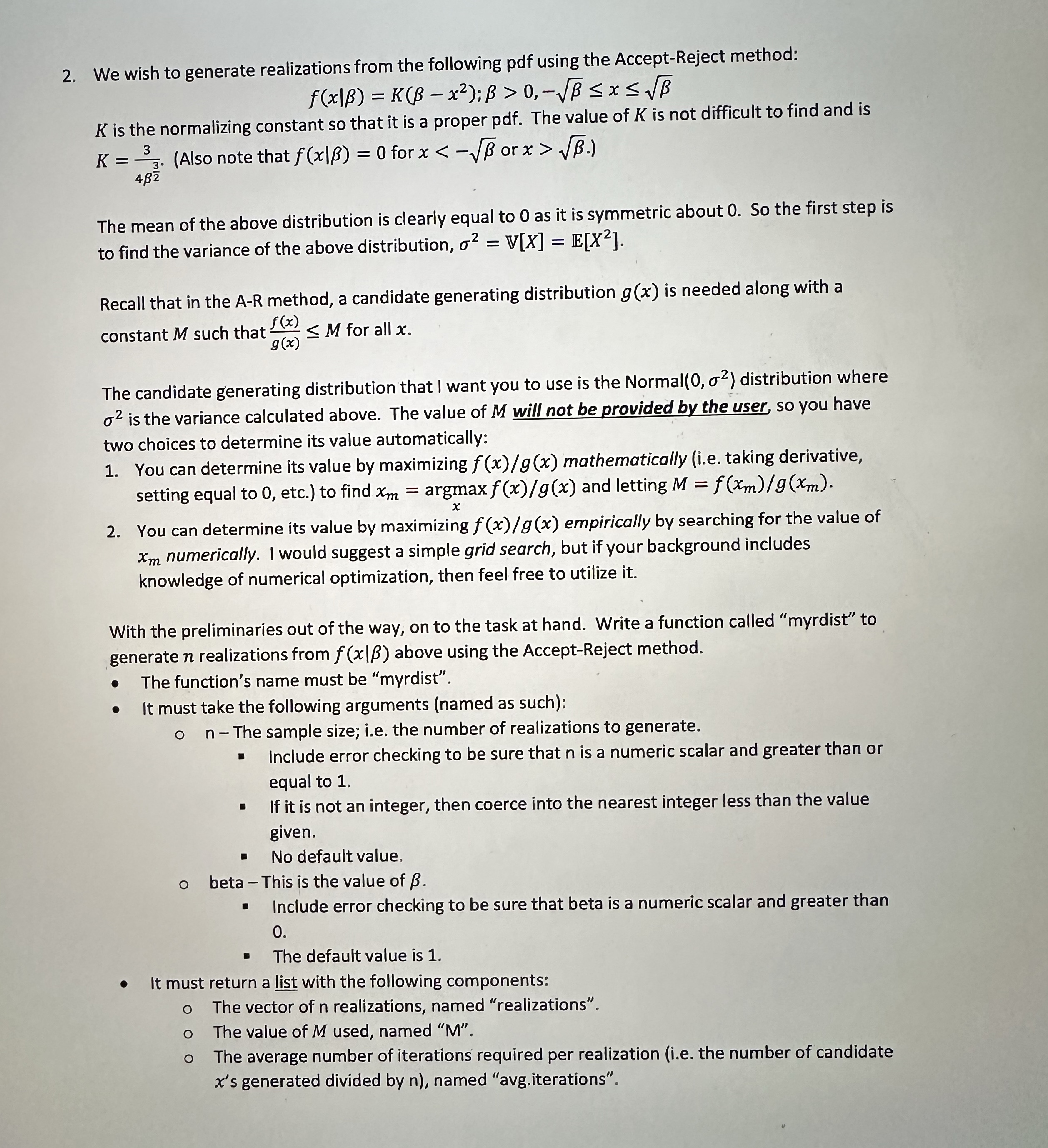 We wish to generate realizations from the