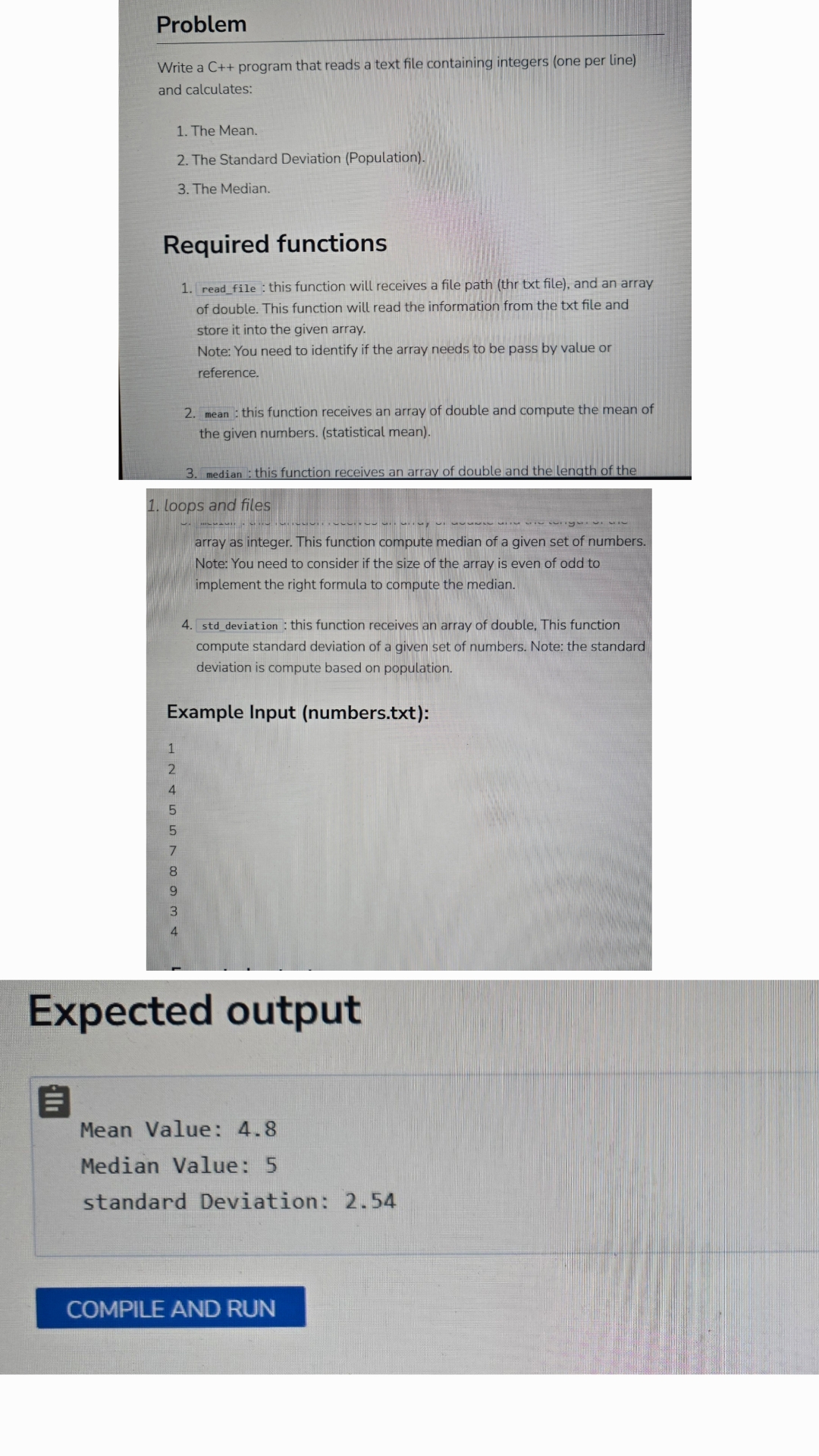 Problem Write a C + + program that reads a text