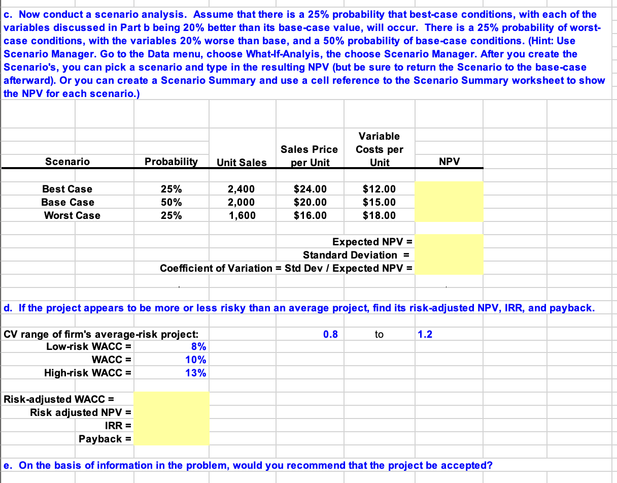 a. Develop a spreadsheet model, and use it to