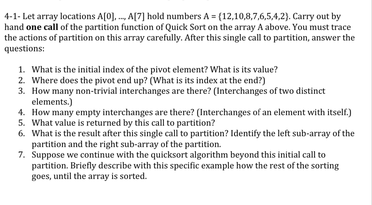 4 - 1 - Let array locations A [ 0 ] , . . . , A [