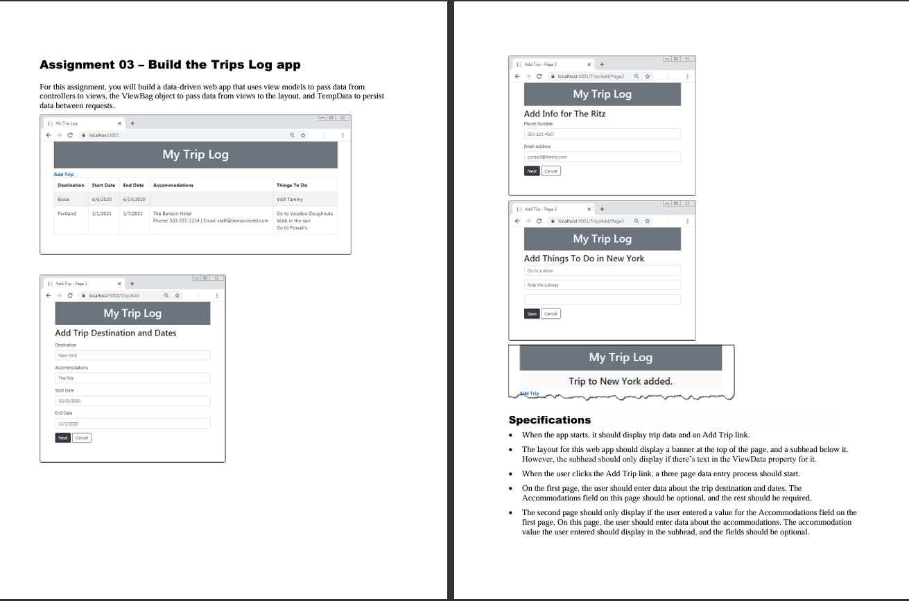 Assignment 0 3 - Build the Trips Log app For this