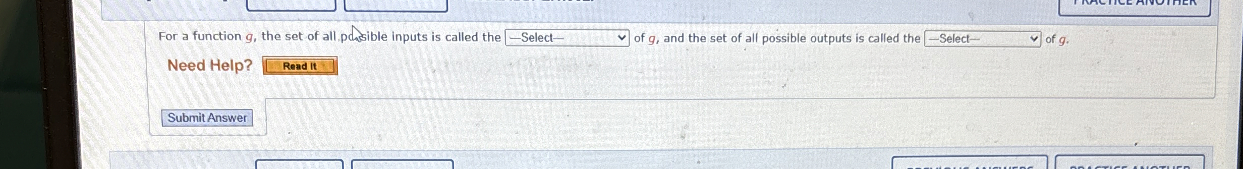 For a function g , the set of all podstible