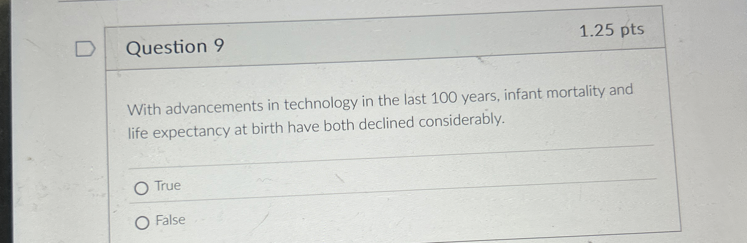 Question 9 With advancements in technology in the