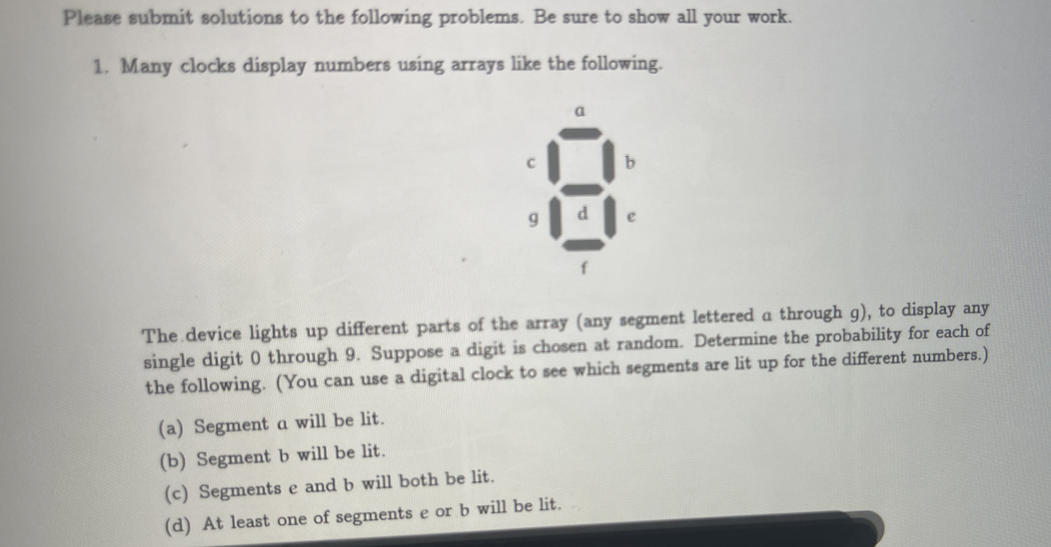 Please submit solutions to the following