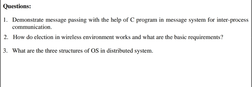Questions: Demonstrate message passing with the