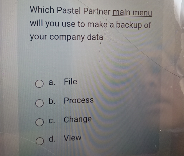 Which Pastel Partner main menu will you use to