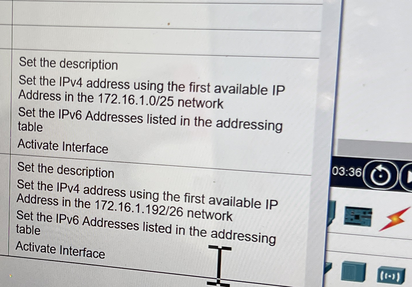 Set the description Set the IPv 4 address using