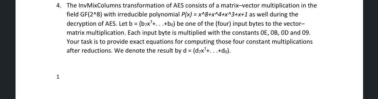 Steps for The InvMixColumns transformation of AES