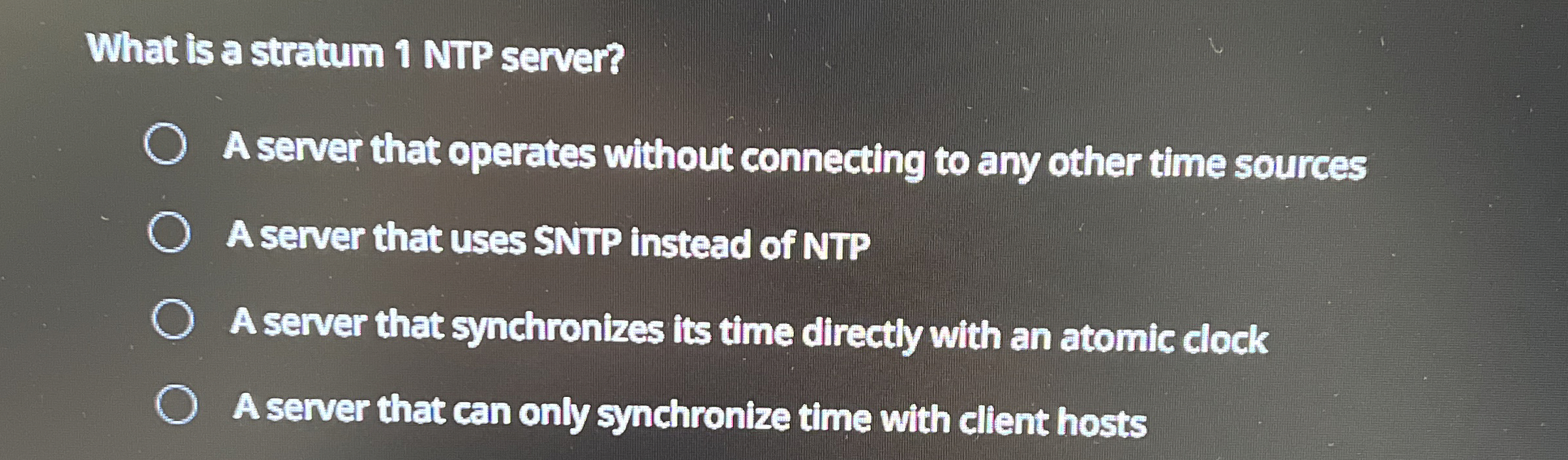 What is a stratum 1 NTP server? A server that
