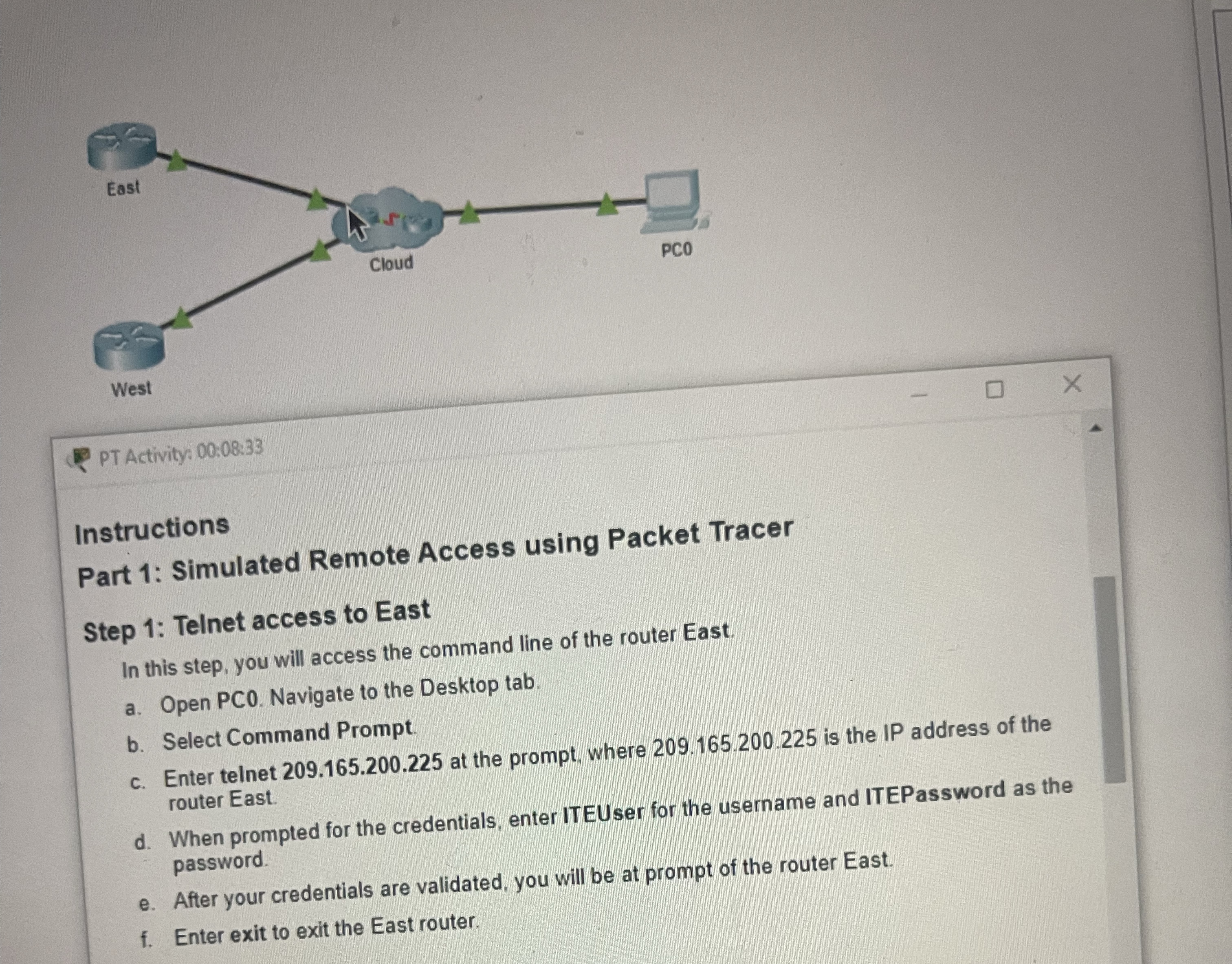 PT Activity: 0 0 : 0 8 : 3 3 Instructions Part 1