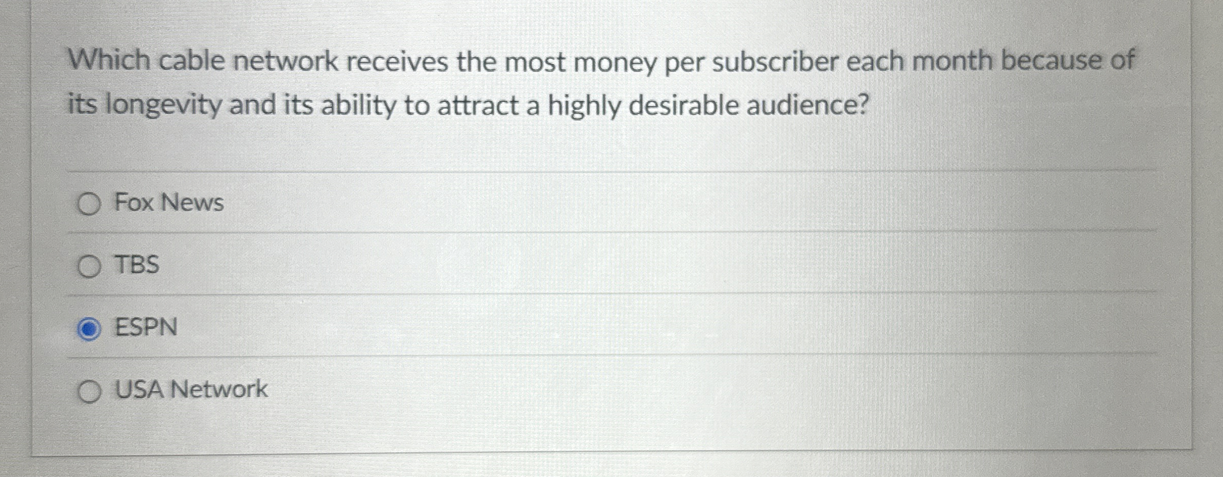 Which cable network receives the most money per