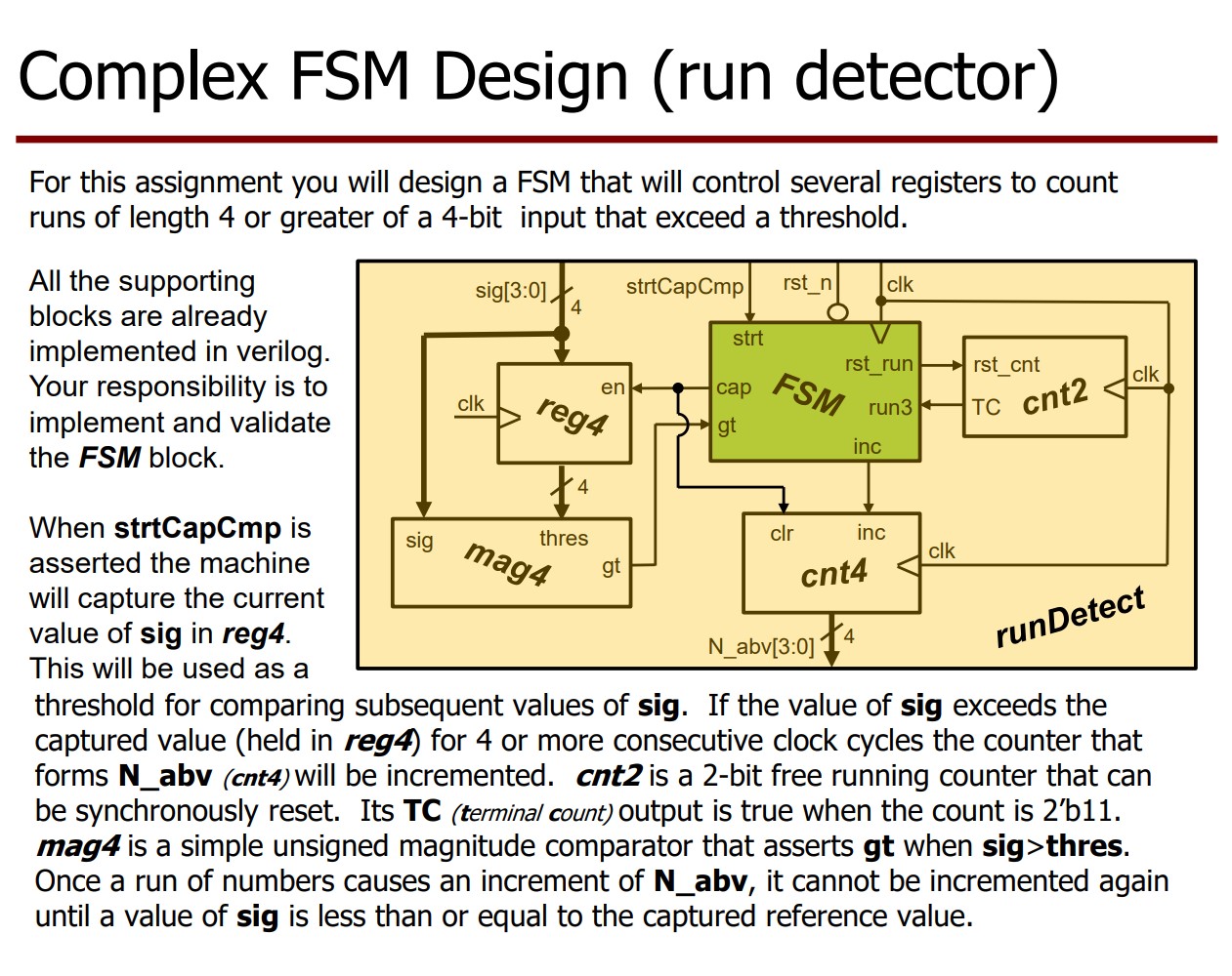Complex FSM Design ( run detector ) For this