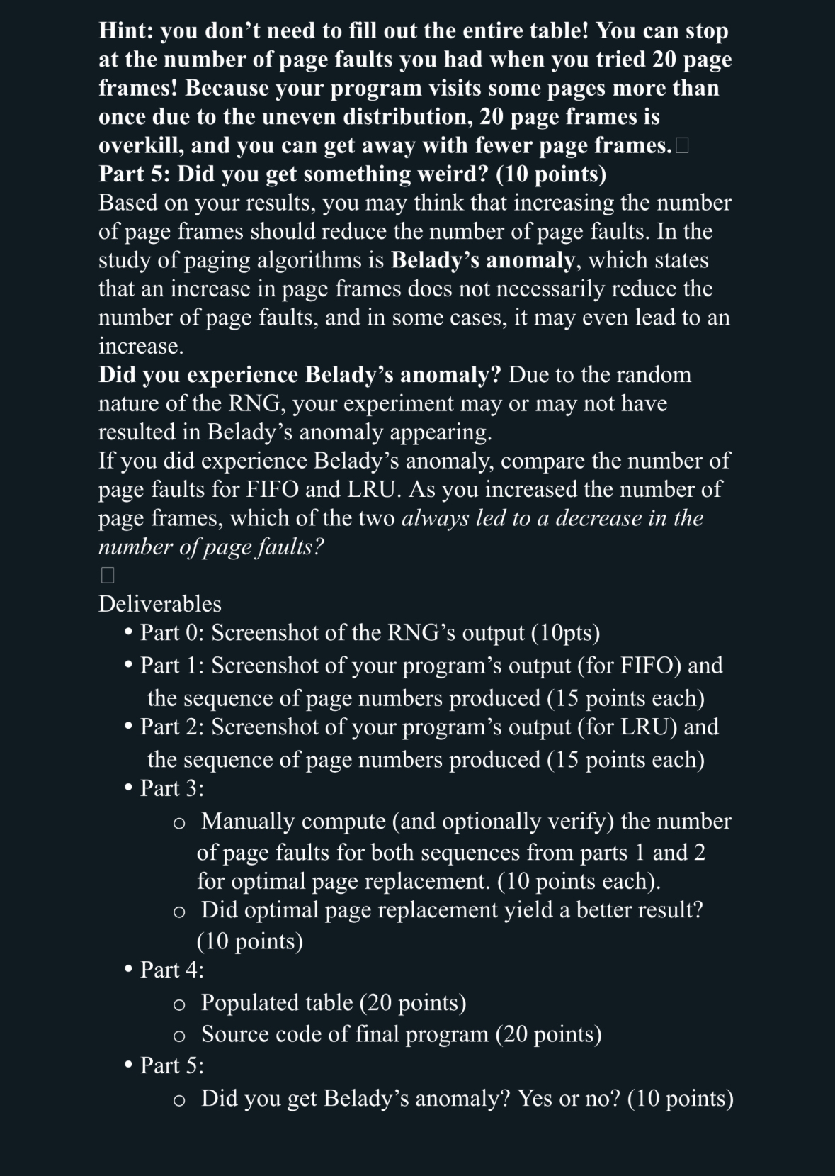 Part 0 - Random number generator ( 1 0 points )