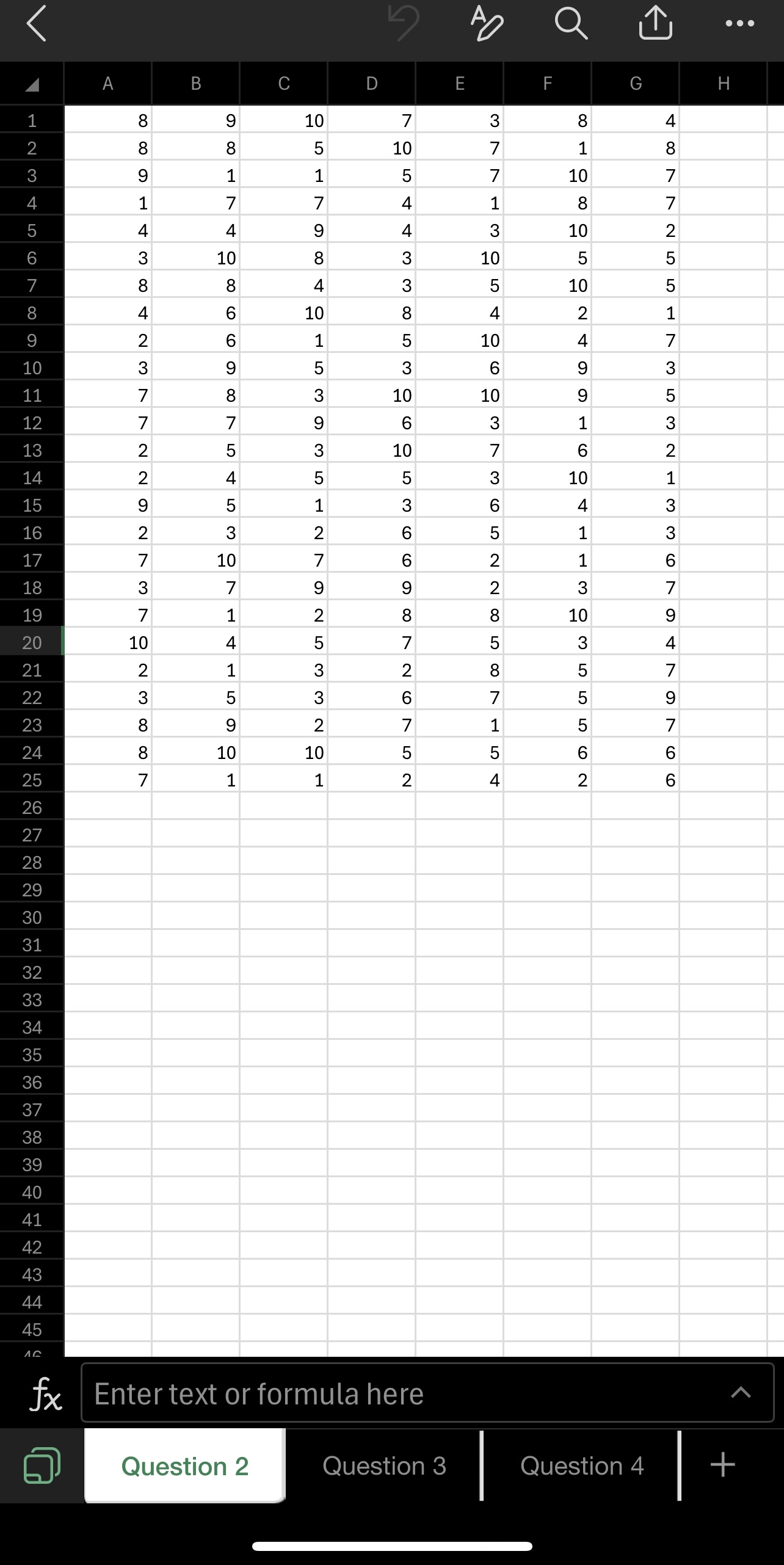 MATLAB A B AO Q 1 \ table [ [ 1 , 8 , 9 ] , [ 2 ,
